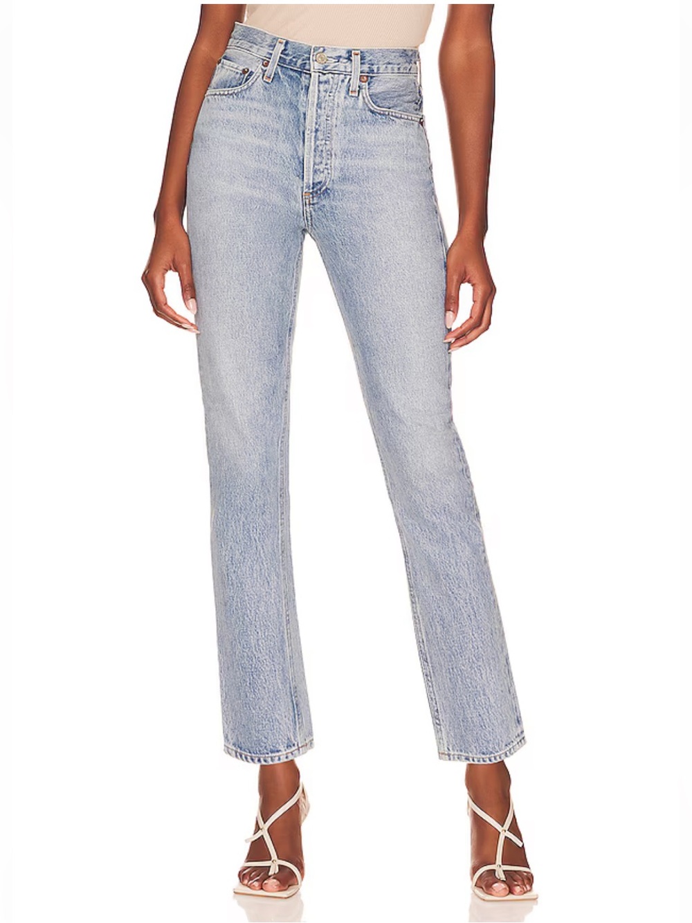 AGOLDE Riley High Rise Straight Crop Denim Jeans in Renewal Sz 27